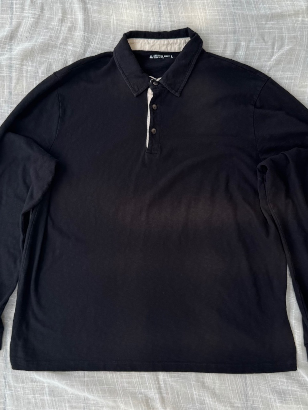 American Giant Men’s Black Long Sleeve Polo Shirt Size L